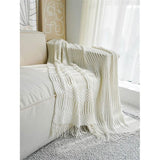 Sprei, woondeken, bohodeken, zacht, gebreide deken, omkeerbare deken, knuffeldeken, bankdeken, sprei, deken, beige, 130 x 150 cm