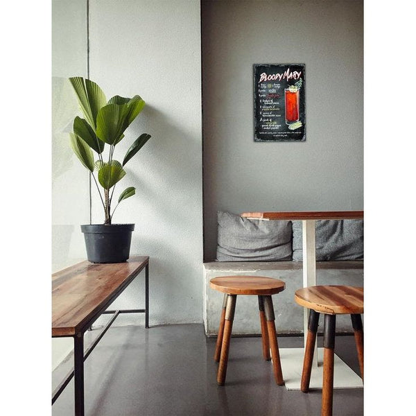 Vintage metalen bord Bloody Mary 20 x 30 cm wandbord voor café bar home retro nostalgie premium metalen bord cocktailgaten voor wandbevestiging