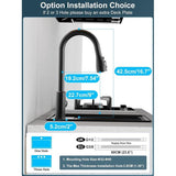 Waterkraan voor de keuken, uittrekbare keukenkraan, hogedruk keukenkraan, mengkraan voor spoelbak, roestvrij staal, 360 graden draaibaar, 4 sproeifuncties, zwart