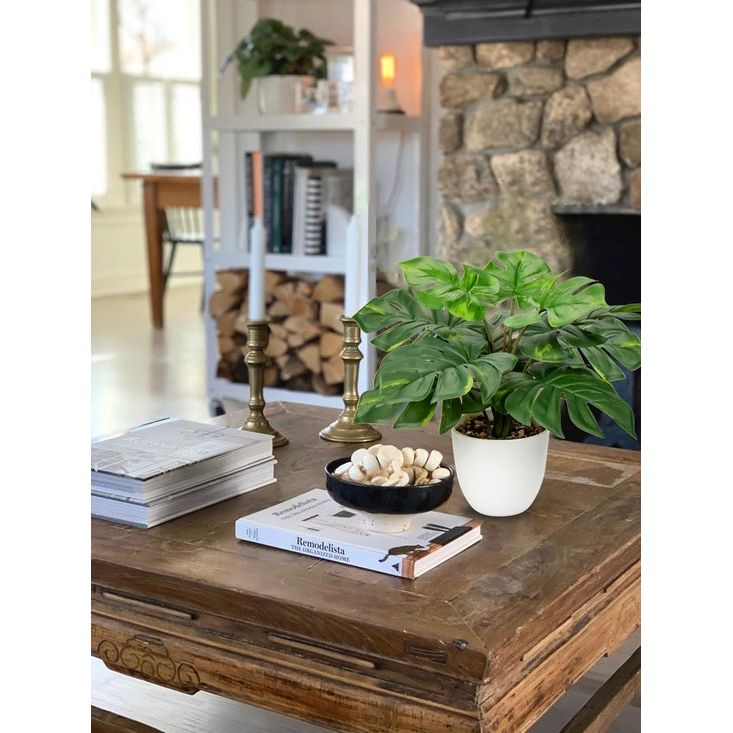 37 cm kunstmatige Monstera-plant - decoratieve kunstplanten binnen - esthetische kunstmatige tropische planten voor slaapkamer, kantoor, woondecoratie