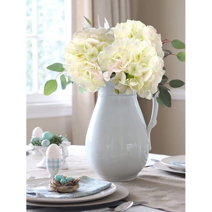 Artificial Hydrangea, Artificial Hydrangea, Artificial Plant with Waterproof Stem, Length 53 cm, for Flower Arrangement, Bouquets, Flower Arrangements, Decoration, Pack of 3