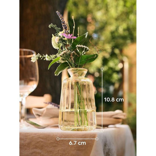 Kleine glazen vazen - set van 6 - vintage charme - ronde minivazen - vaatwasmachinebestendig - perfect voor bruiloft tafeldecoratie (goud)