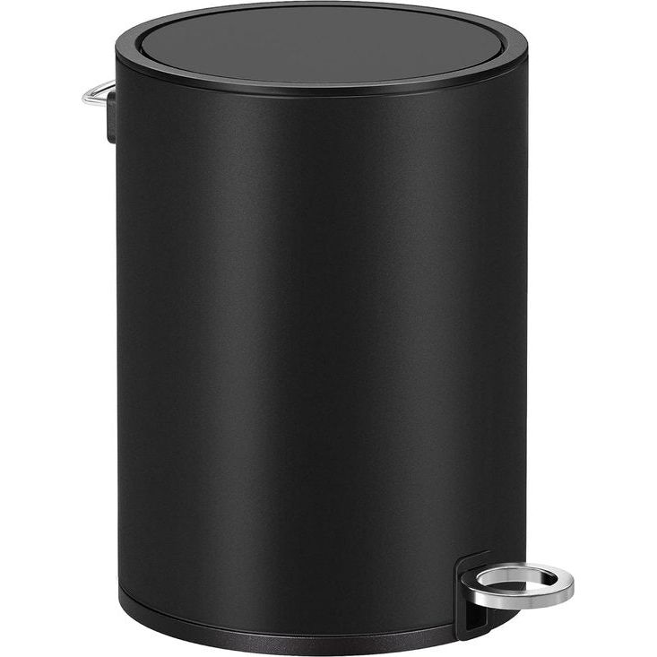 Cosmetica-emmer, 3 liter, vuilnisemmer badkamer, kleine afvalemmer met deksel, softclose, uitneembare binnenemmer van kunststof, voor badkamer, kantoor, staal, inktzwart