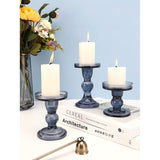 3 stuks kristalheldere kandelaars in verschillende afmetingen, elegante tafeldecoratie, theelichthouder voor romantisch diner, bruiloft, Kerstmis, verjaardag, blauw