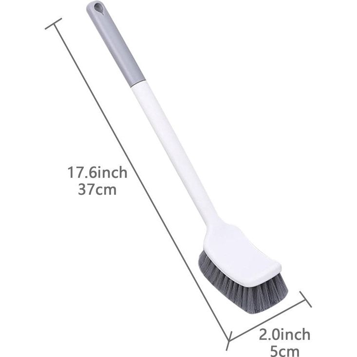 Toiletborstel, toiletborstel voor badkamer, toiletborstel met gebogen ontwerp voor diepe reiniging onder de rand, toiletreinigingsborstel met lange steel (wit)