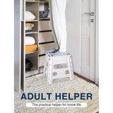 33 cm opstapkruk, inklapbaar, wit, opvouwbare kruk, draagbare klapstoel, voetenbank, vouwkruk, tot 136 kg, voor volwassenen