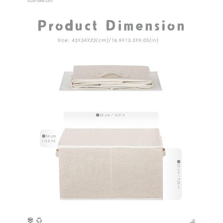 Opvouwbare opbergdoos stof 43x34x23 cm, set van 2