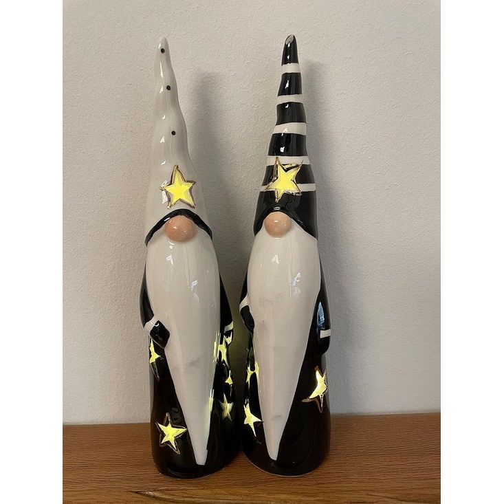 Kerstdecoratie Verlichte decoratieve figuur engel Kabouter Kerstman Mintwit Set van 2