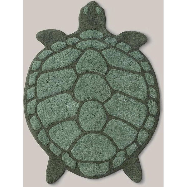 Badmat Lazy in de vorm van een schildpad, Staycation collectie, decoratie voor de badkamer, duurzaam katoen, Oeko-Tex®-standaard 100 gecertificeerd - groen, 75 x 98 cm