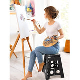 Opstapkruk, 40 cm, zwart, opvouwbare kruk, opstapkruk, draagbare klapkruk, inklapbaar, badkruk, klapstoel, voetenbankje, tot 136 kg, voor volwassenen