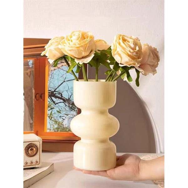 Moderne vaas, hydrocultuur glazen bloemenvaas, glazen blaasvaas voor bloemen, tulpenvaas, drielaagse glazen vaas voor decoratie, geometrische glazen vaas voor thuis, kantoor, bruiloft, feest