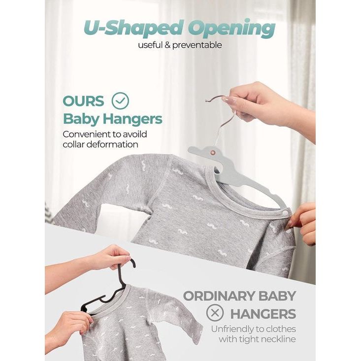 Pak van 30 fluwelen kleerhangers voor baby's (29 cm breed) - kinderkleerhangers met roségouden haken, antislip fluwelen kleerhangers voor kledingkast, 360° draaibare haken, voor baby-/peuter-/kinderkleding (grijs)
