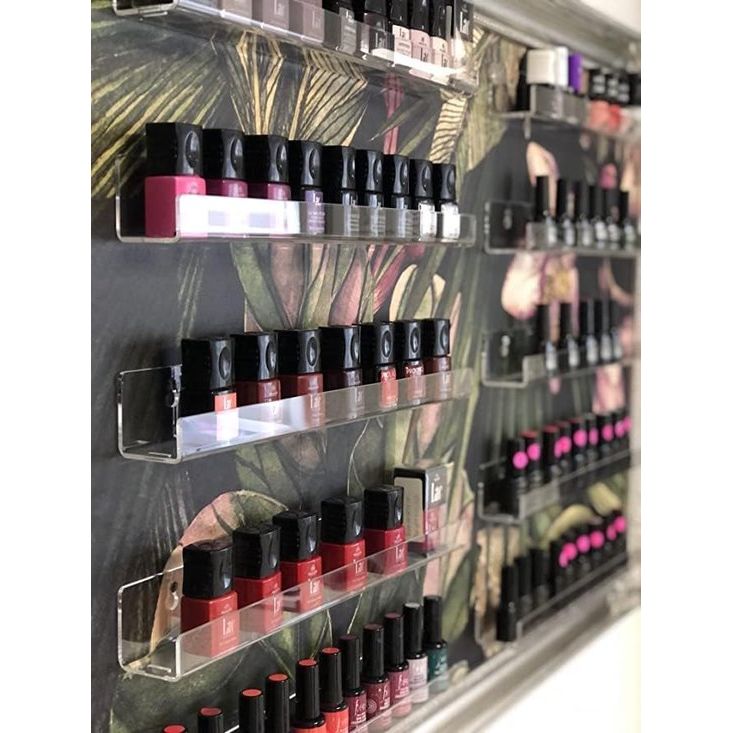 nagellakrek 6 stuks, nagellakorganizer muur, acryl nagellakopslagrek voor maximaal 90 flessen, wandplankorganizer voor nagellak/parfum/lippenstift/etherische oliën, transparant
