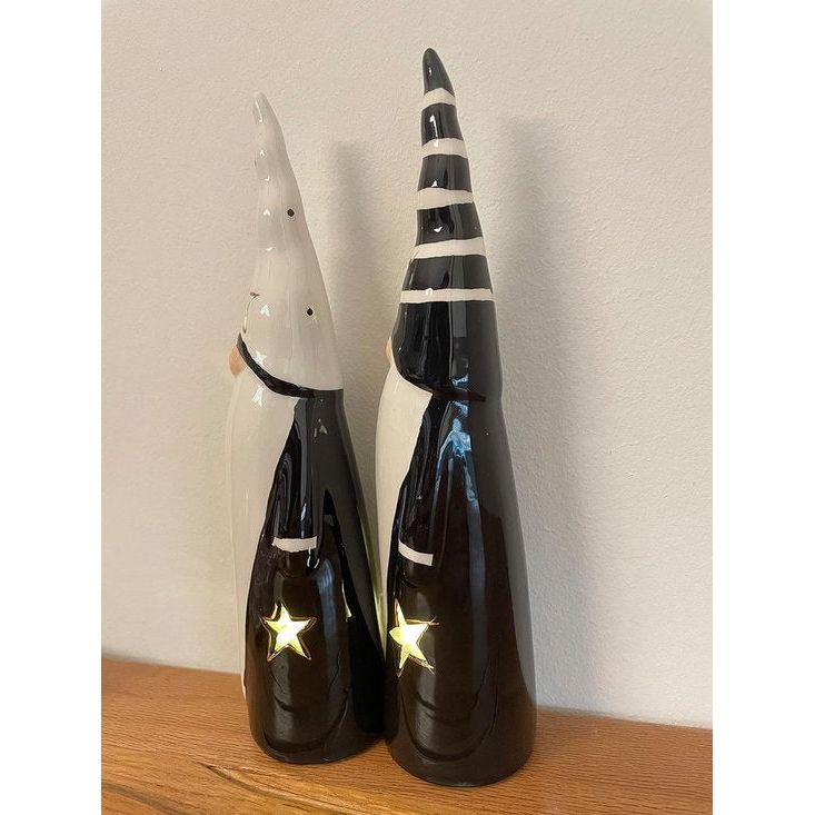 Kerstdecoratie Verlichte decoratieve figuur engel Kabouter Kerstman Mintwit Set van 2