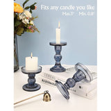 3 stuks kristalheldere kandelaars in verschillende afmetingen, elegante tafeldecoratie, theelichthouder voor romantisch diner, bruiloft, Kerstmis, verjaardag, blauw