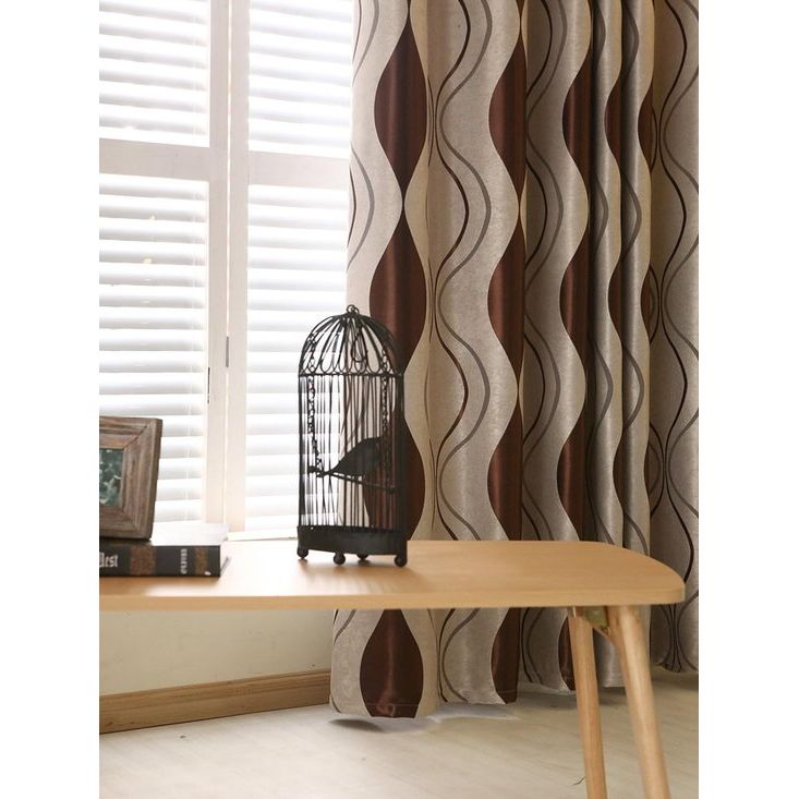 Set van 2 geometrische moderne gordijnen voor de woonkamer (245 x 140 cm, bruin)