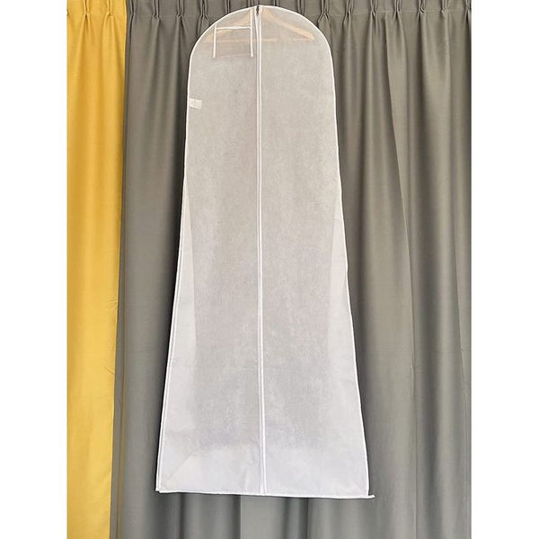 Witte kleur non-woven anti-stof bruiloftsjurk kledingzak display screen film samen met transparante ritszak