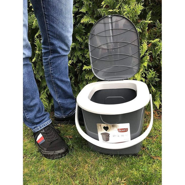 BranQ - Home essential 100% gerecycled kunststof PP, ecologisch, mobiel campingtoilet 15,5 liter met max. draagkracht tot 120 kg, ecologisch antraciet, S
