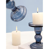 3 stuks kristalheldere kandelaars in verschillende afmetingen, elegante tafeldecoratie, theelichthouder voor romantisch diner, bruiloft, Kerstmis, verjaardag, blauw