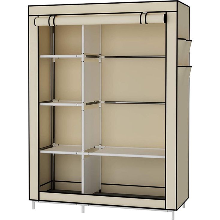 UDEAR Closet Organizer Kledingkast Kledingopslagplanken, Niet-geweven Stoffen Hoes met Zijzakken, 105 * 45 * 170 CM,Beige