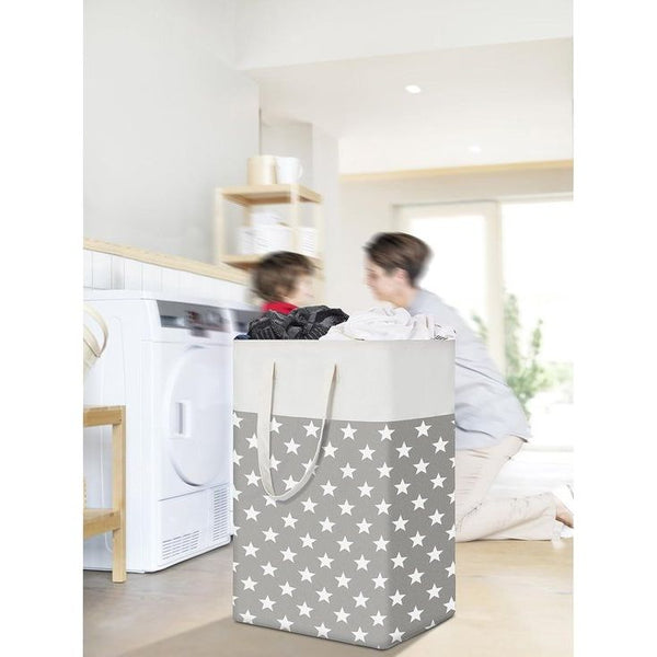 80L Vrijstaande opvouwbare wasmanden, katoen (Grey Star) Wegwerp