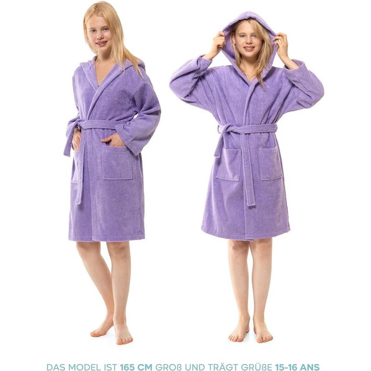 Badjas voor kinderen en tieners met capuchon, 100% Öko Tex katoen, kinderbadjas voor jongens, badstof, extra zachte en absorberende badjas tieners