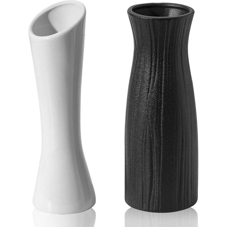 Keramische vazen, bloemenvaas, 2 stuks, decoratieve zwarte keramische vaas, keramische vazenset voor pampasgras, moderne rustieke boho-decoratie, droogbloemen, decoratieve vazen
