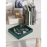 Rechthoekig PU-leer, Sieradenlade, Decoratieve lade, lederen lade, opslagruimte voor sieraden, sleutels, polshorloge, woonkamer, tafel, keuken, 26 x 21,5 x 4,5 cm, Zwart