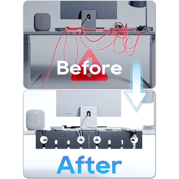 Kabelbeheer onder het bureau, zonder boren onder het bureau Kabelbeheer, kabelgootbureau, kabelmand voor het beheren van kabels en stekkerdozen - 43 x 15 x 12 cm, zwart