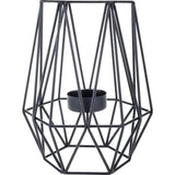 2 stuks metalen theelichtkaarsenhouders geometrische metaaldraad ijzer theelichtkaarsenhouder voor bruiloft vakantie party decoraties (zwart)