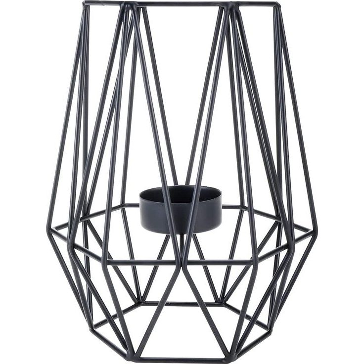 2 stuks metalen theelichtkaarsenhouders geometrische metaaldraad ijzer theelichtkaarsenhouder voor bruiloft vakantie party decoraties (zwart)