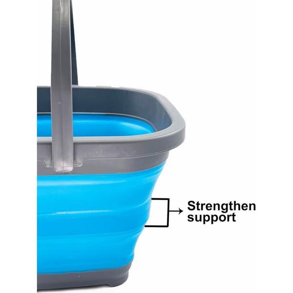 5 l opvouwbare rechthoekige praktische mand/emmer (grasgroen + cerulean (set van 2))