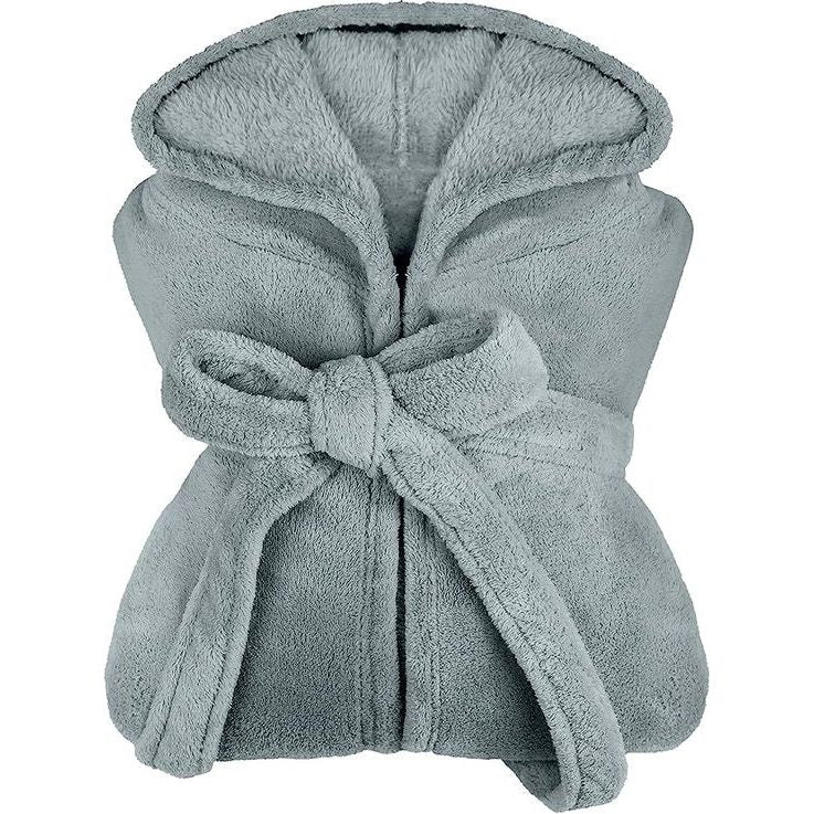 extra zachte badjas met capuchon van knuffelfleece - in moderne kleuren en verschillende maten - Unisex & kuitlengte