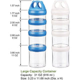 Voorraadpotten Set van 2 opslagcontainers Voedselopslag Stapelbaar 31oz Twist Lock Stapelmoeren Opslag en organisatie Snoepformule Reisartikelendispenser, BPA-vrij, Wit/Blauw