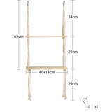 Wandrek, hout, boho, macramé, wandophangrek, dubbellaags hangrek, wanddecoratie, Boheems zwevend rek, handgeweven kwastjes, chic