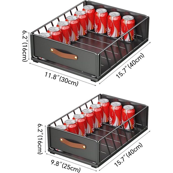 Telescopische lade, uitschuifbare lade voor kast, metalen uitschuifbare organizer met handvat, keukenopbergplank met nano-kleefbanden, mandlade voor kast, 40 x 15,5 x 30 cm, zwart