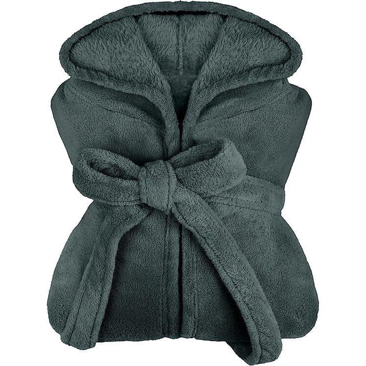 extra zachte badjas met capuchon van knuffelfleece - in moderne kleuren en verschillende maten - Unisex & kuitlengte