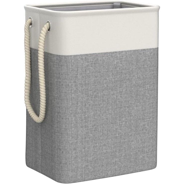 Grote wasmand 78L, opvouwbare wasmand met touwhandgrepen opbergcontainer geschikt voor slaapkamer wasruimte badkamer 60 x 42 x 31 cm beige + grijs