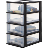 Toren, ladekast, kunststof organizer met ergonomisch handvat, 7 l, 4 laden, verwijderbare containers, BPA-vrij, Kantoor, Woonkamer, Ddoch-2004, Zwart