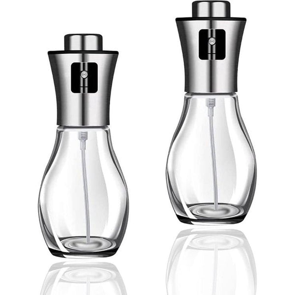 Oliesproeier voor spijsolie, spuitfles, olie, glas, roestvrij staal, oliespray voor het koken, olijfolie, oliedispenser, verstuiver, oliespray, levensmiddelecht, caloriearm, voor