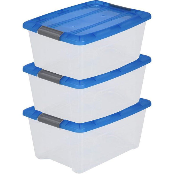 Dozen, Plastic Opbergorganisator, Set van 3, 15L, met Deksel, Feest, Feest, Feest, Kamer, Woonkamer, Slaapkamer - Nieuwe Topkoffer NTB-15 - Blauw