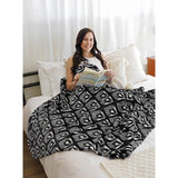 Marokkaanse lotusblauwe fleece deken voor op de bank, licht, zacht, gezellig deken om het hele jaar door te loungen.