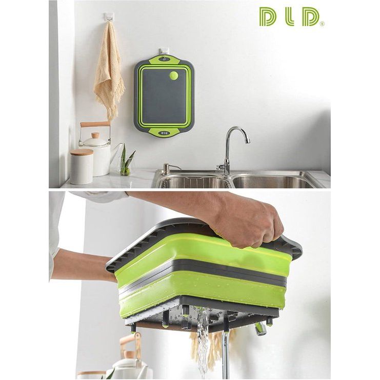 opvouwbaar snijbord met colandercontainers, opvouwbaar voedselveilige siliconen schotel snijbord, wasbak, afvoermand voor thuis, keuken, camping, picknick, barbecue
