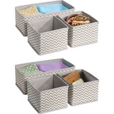 Opbergdoos, ademende stoffen box voor sokken, ondergoed, leggings etc., veelzijdige organizer met lades voor slaap- en kinderkamers, taupe/natuurlijk wit, 6er-Set