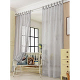 set van 2 gordijnen, transparant met lussen, linnen look, dubbel pak, doorschijnend, linnen gordijnen, landelijke stijl, voor Woonkamer, Kinderkamer, Slaapkamer, 140 x 245 cm, lichtgrijs