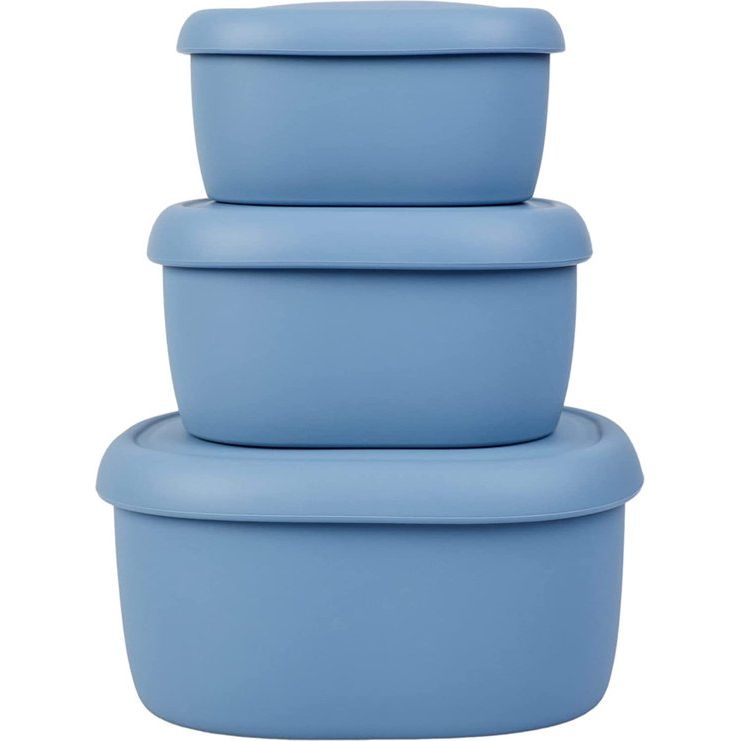 Siliconen voedselopslagset - herbruikbare luchtdichte voedselcontainers met deksel - lunch- en bentoboxen voor volwassenen en kinderen diepvriezer blauw