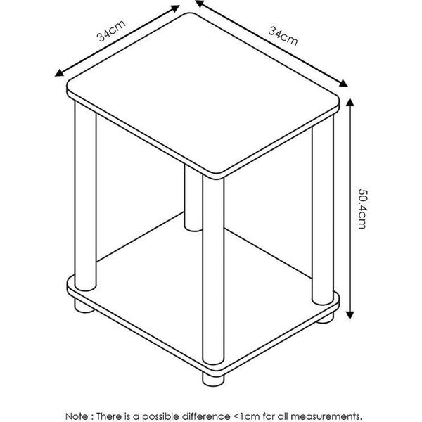 Bijzettafel, eiken, donkere kersen/zwart, 34.04 x 34.04 x 50.8 cm