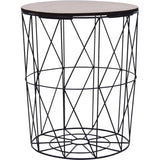 Salontafel, bijzettafel, metalen mand, ratentafel, salontafel, woonkamertafel, salontafel, tafel, bewaakt, rond, zwart, 47 cm