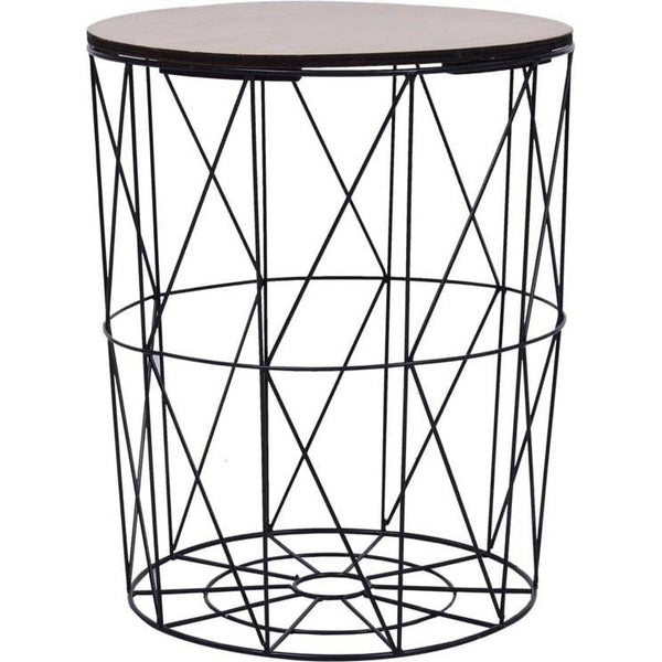 Salontafel, bijzettafel, metalen mand, ratentafel, salontafel, woonkamertafel, salontafel, tafel, bewaakt, rond, zwart, 47 cm