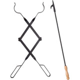 2 x Fire Hooks, Fire Tongs, Fireplace Tools, Home Fireplace, Fire Making Tool Outdoors (2 x Hooks + Tongs)